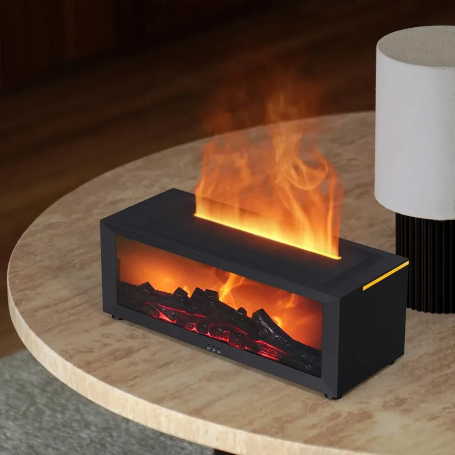 Flame Fire place Diffuser, Vintage Fireplace Aromatherapy Diffuser Humidifier - White — photo 2