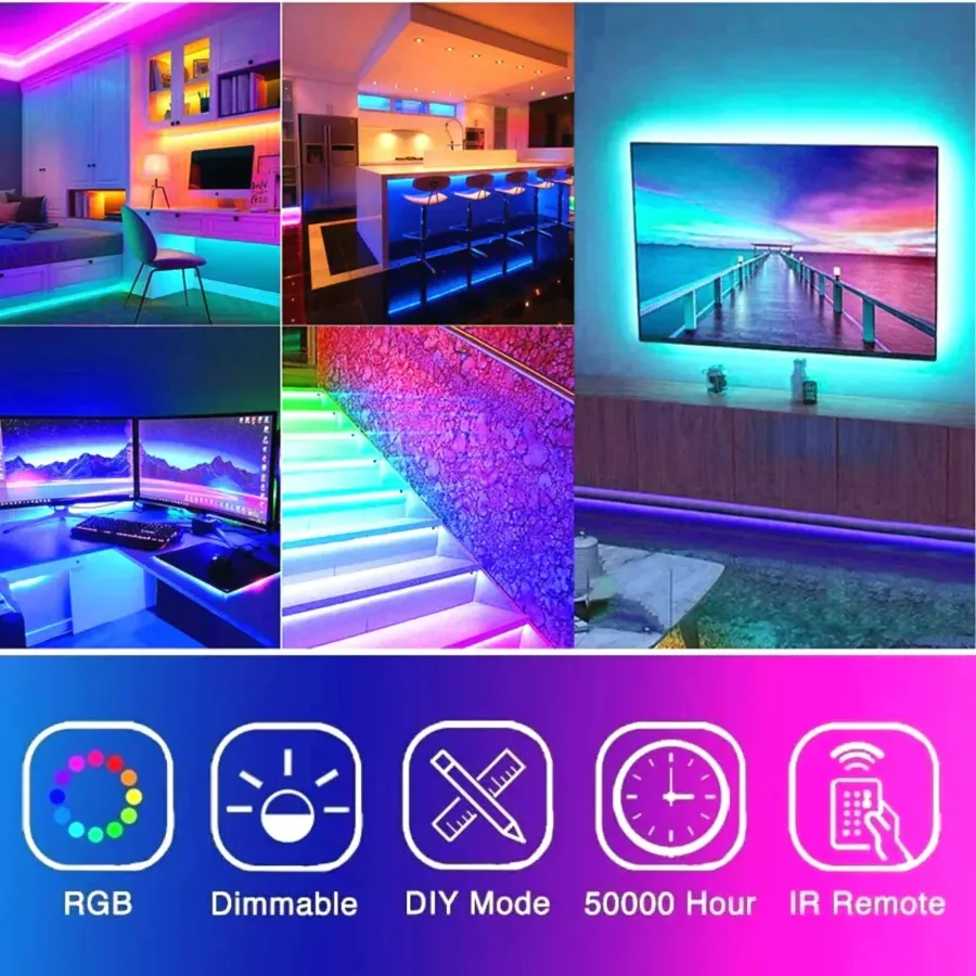 RGB Led Light 5 Meter Waterproof Phone App Bluetooth + Remote Controller - 5 Meter Remote + Bluetooth — photo 4
