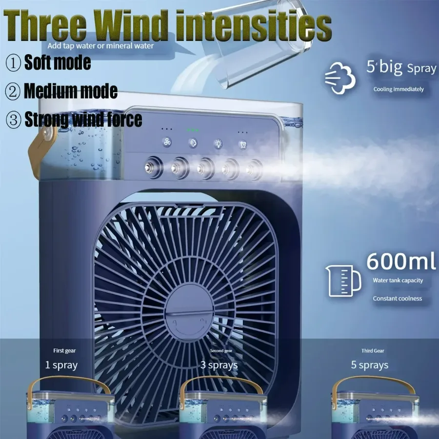 Portable Air Cooler Fan Air Conditioner And Humidifier - Black — photo 3