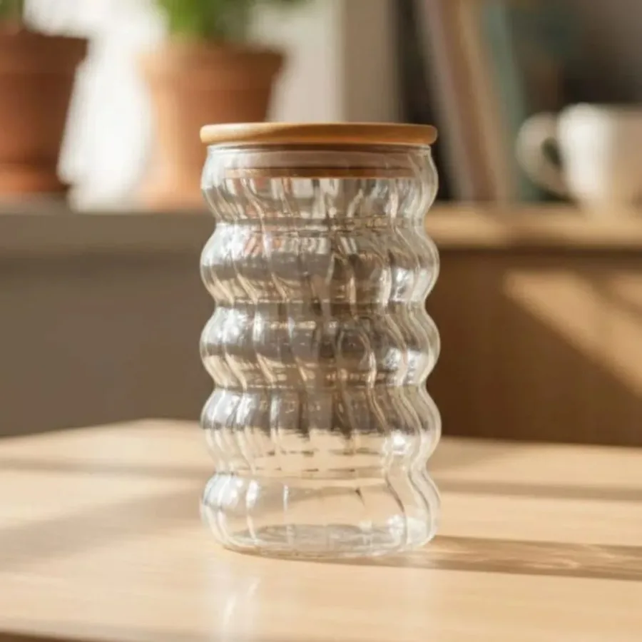 16 oz glass cup comes with bamboo lid and reusable glass straw - Style flower β photo 4