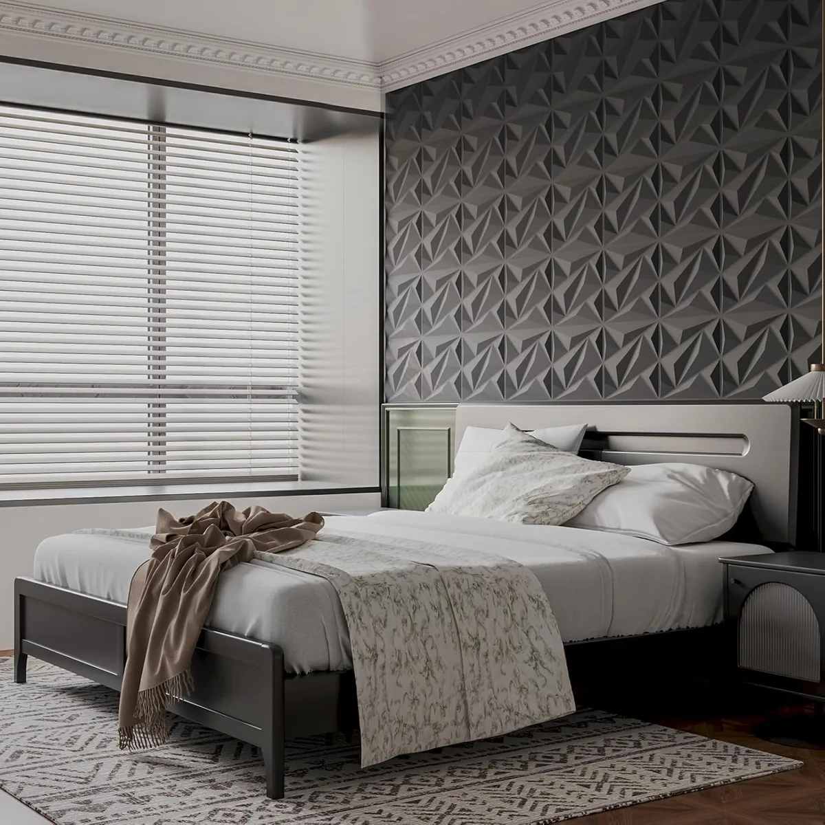 PVC 3D Black Or White Diamond Wall Panels - Black β photo 6