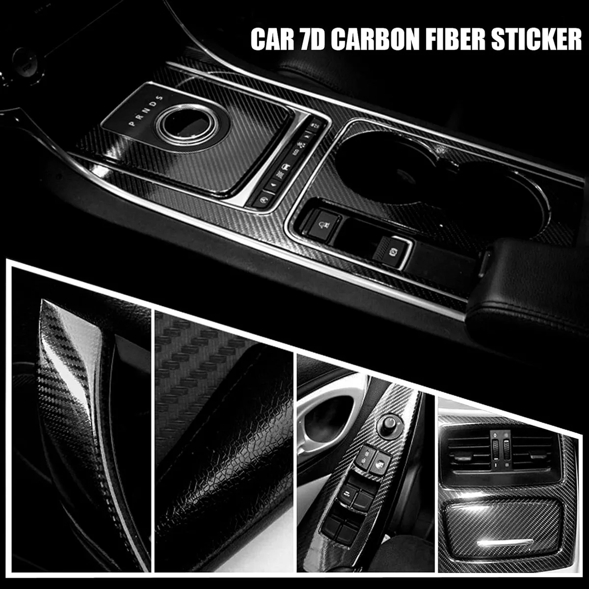 7D Carbon Fiber Vinyl Wrap, Self Adhesive Film, Waterproof Wrap Roll - Black
