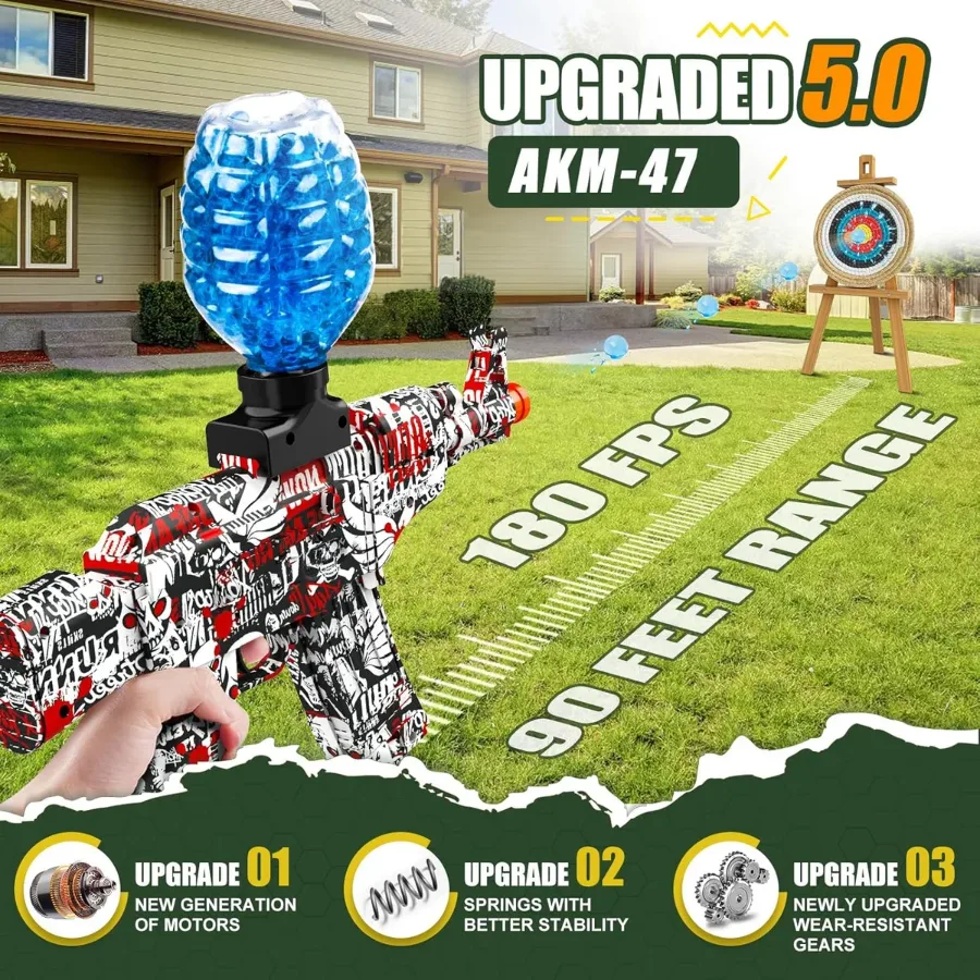 Electric Gel Blaster Toy Automatic Outdoor Toy - Red β photo 6