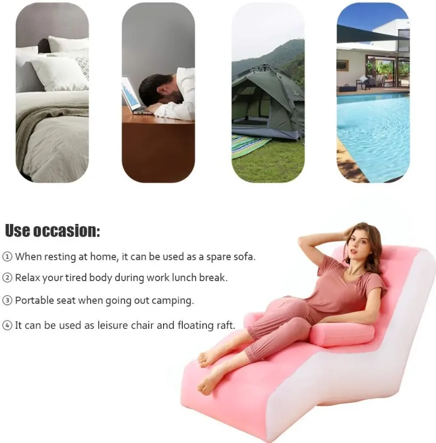 Lazy Inflatable Sofa, S-shaped Sofa - Pink β photo 5
