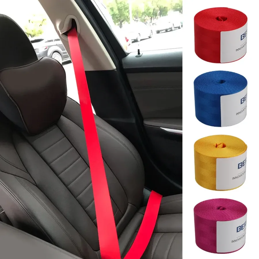 3.6 meters/roll Car Seat Belt Adjustment High Strength Polyester Car Seat Belts Interior Car Accessories - red