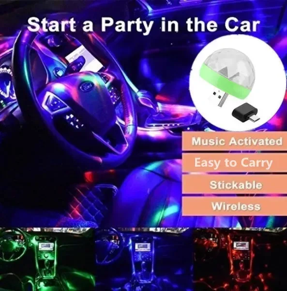 Car LED Light Small Magic Ball Lamp Crystal RGB LED 4W Sound Control Disco Party Music for Android - With Music Control β photo 3
