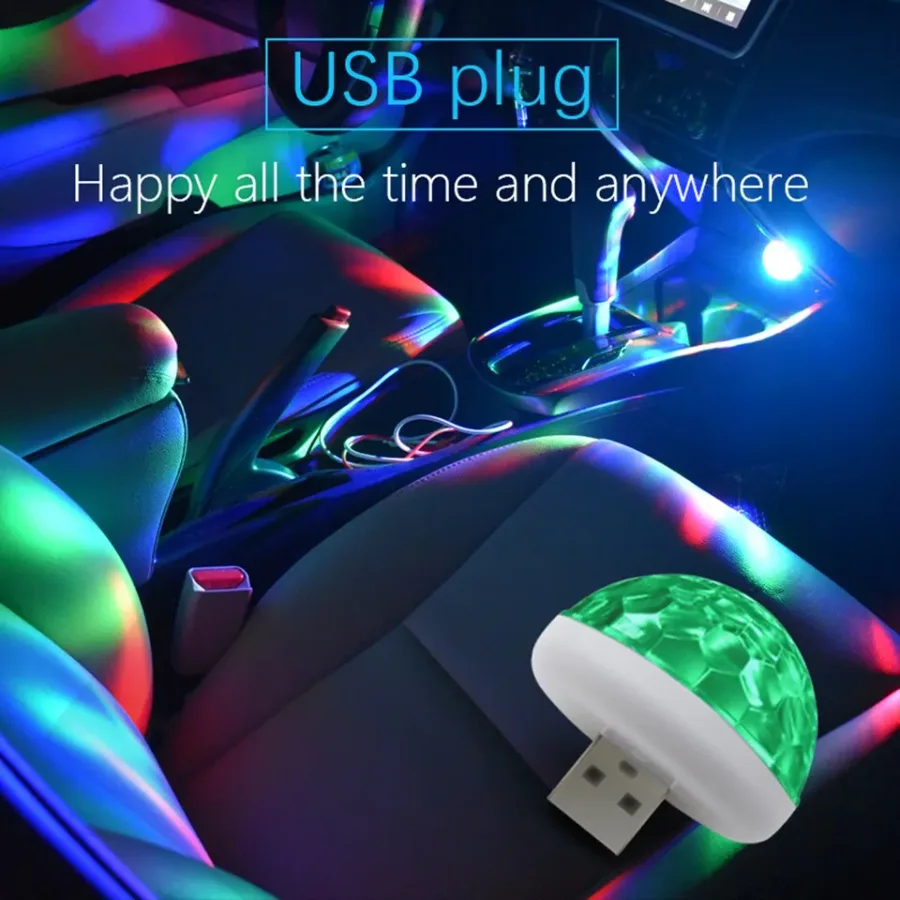Car LED Light Small Magic Ball Lamp Crystal RGB LED 4W Sound Control Disco Party Music for Android - With Music Control — photo 4