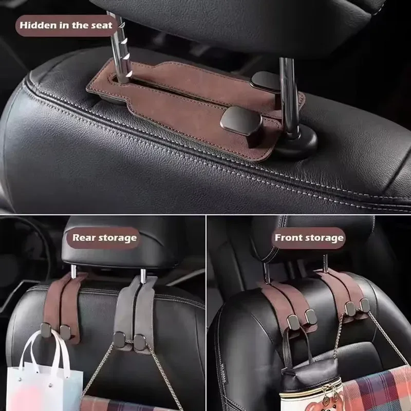 Leather Car Seat Hooks - Black β photo 3