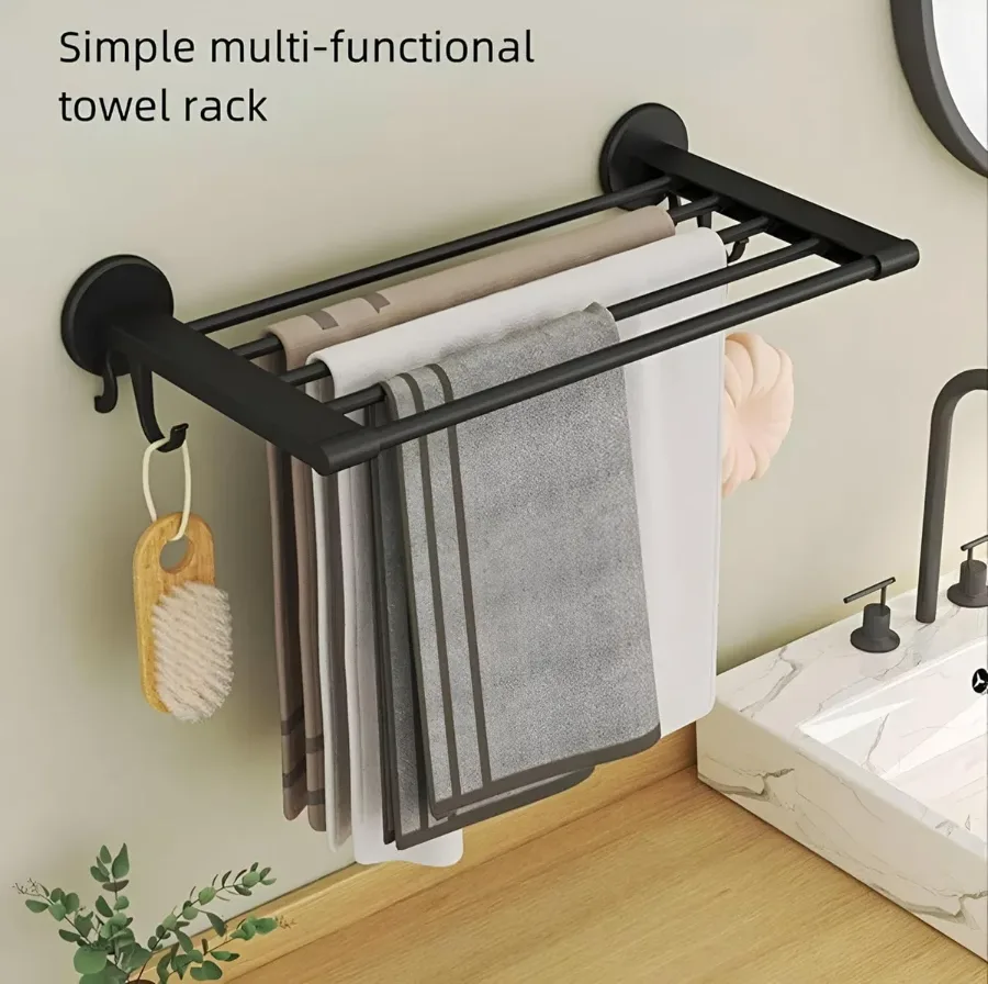Wall Mounted Drying Rack, Metal Foldable Laundry Rack for Bathroom & Kitchen, Space-Saving Clothes Airer - Single rack — photo 2