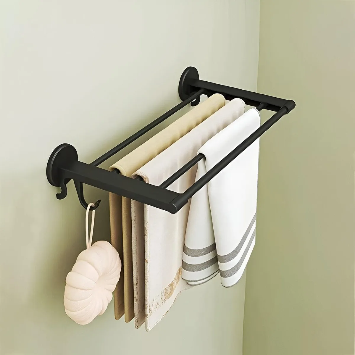 Wall Mounted Drying Rack, Metal Foldable Laundry Rack for Bathroom & Kitchen, Space-Saving Clothes Airer - Single rack — photo 3
