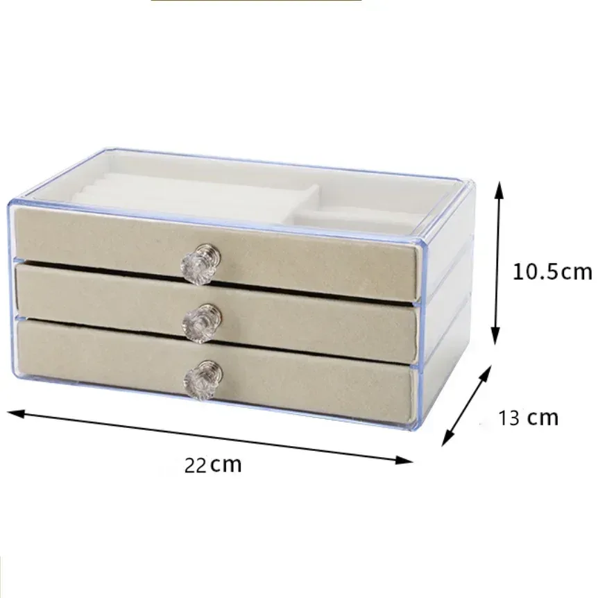 Clear Acrylic Jewelry Organizer Box With 3 Drawers LD-1018 - Grey β photo 3