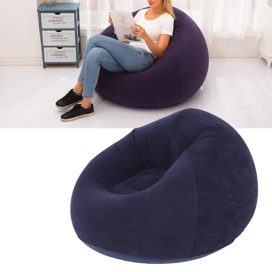 Large Lazy Inflatable Sofa Chairs PVC Lounger Seat Pouf Puff Couch - Green β photo 4