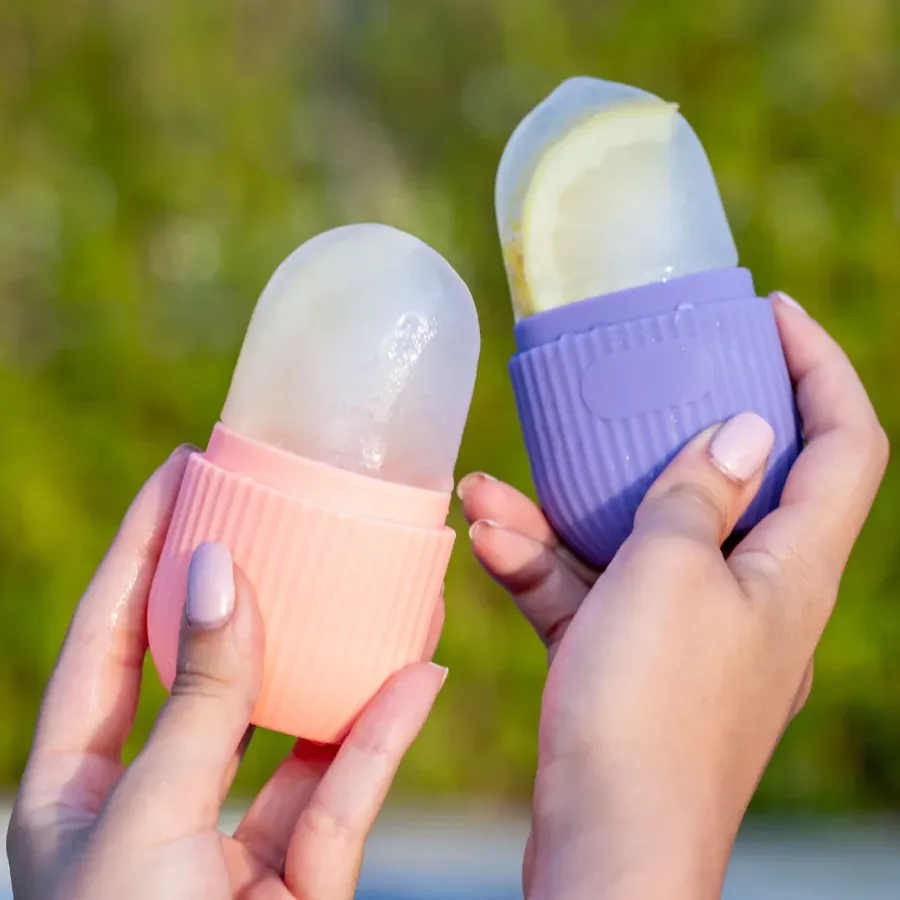 Ice Scrubber 3-in-1 – Face & Eye Ice Roller, Massager & Cleansing Brush - Purple