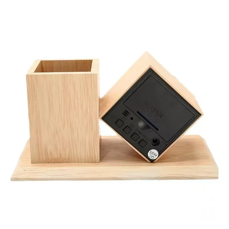 🪵 Wood Pen Holder Clock – Smart LED Desk Organizer ⏰✨ - Style 1 — photo 3
