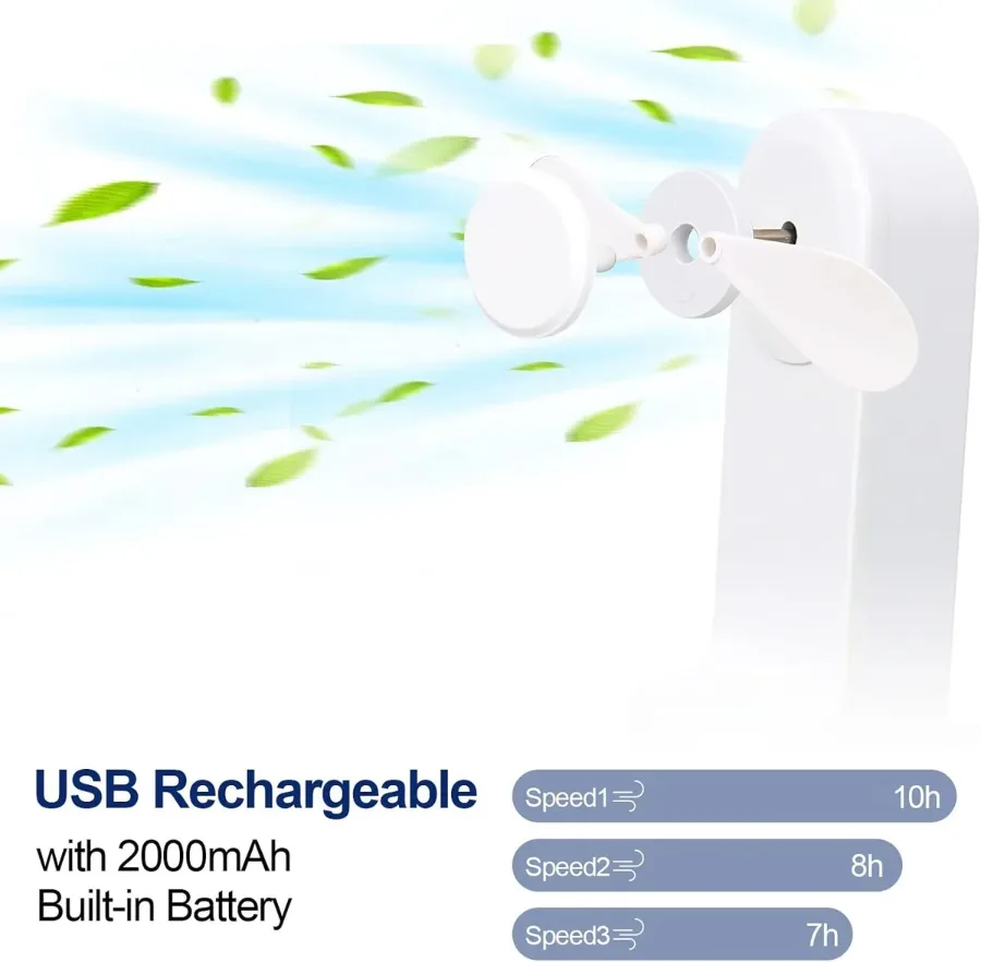 2 in 1 PowerBank Mini Handheld Fan – USB Rechargeable, Foldable & Portable Pocket Fan, Quiet Operation for Travel, Home & Outdoor - Pink — photo 3