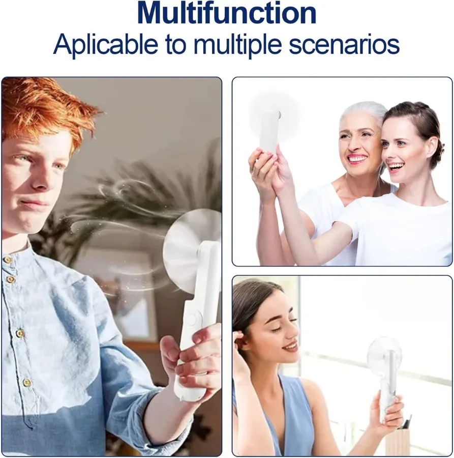 2 in 1 PowerBank Mini Handheld Fan – USB Rechargeable, Foldable & Portable Pocket Fan, Quiet Operation for Travel, Home & Outdoor - Pink — photo 6