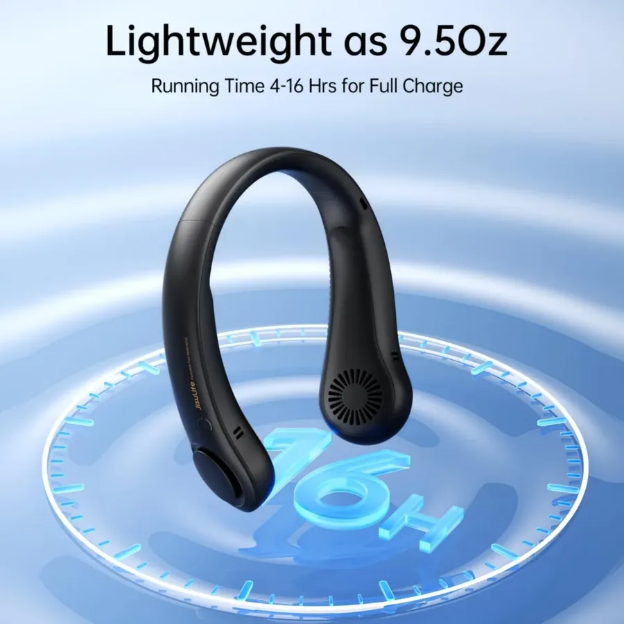Portable Neck Fan – Hands-Free Bladeless Wearable Fan with Rechargeable Battery - Black — photo 4