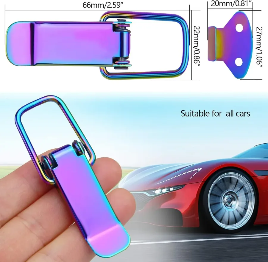2PCS Colorful Stainless Steel Bumper Quick Release Fasteners – Universal Front & Rear Car Clips - Colorful — photo 6
