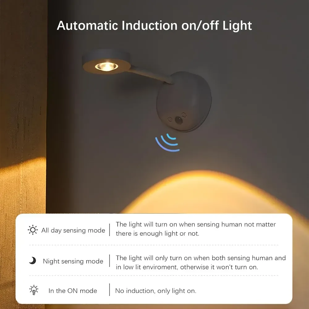 360 Recheargable Sensor LED Spotlight Adjustable - 4 Pcs — photo 3
