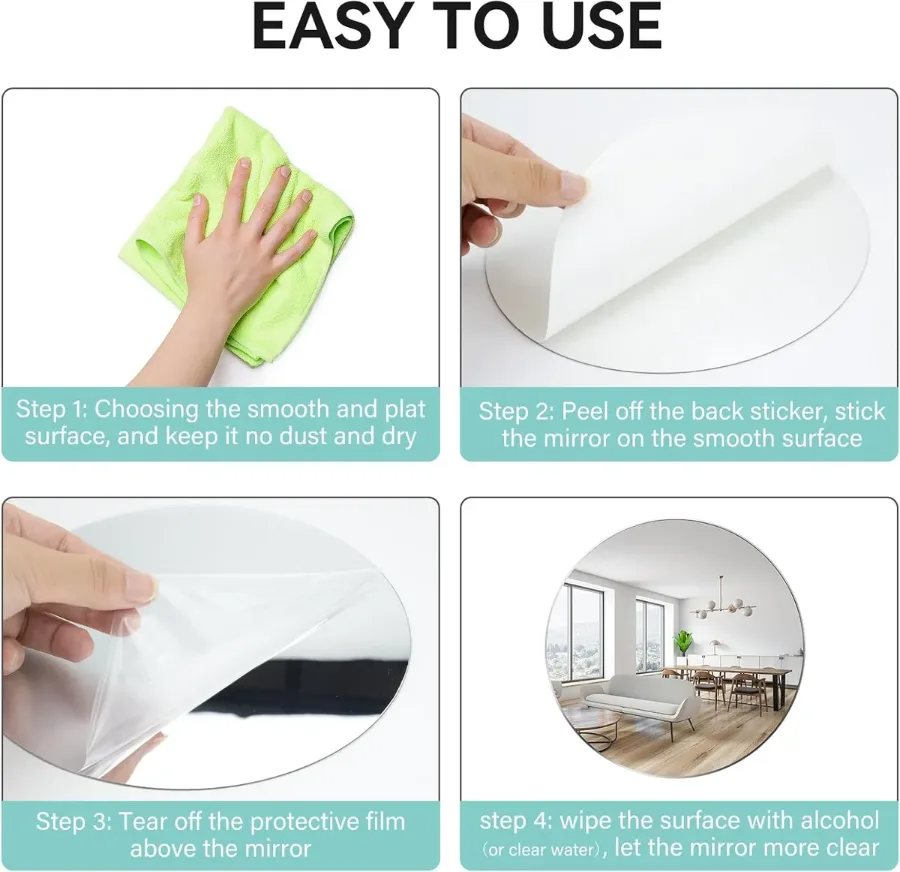 Acrylic Mirrors Self Adhesive Non Glass Mirror 30*40 cm - Square style - 2 pcs — photo 4