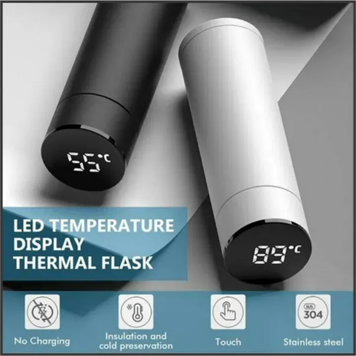 Temperature Display Vacuum Insulated Water Bottle Thermos - Dark blue β photo 2