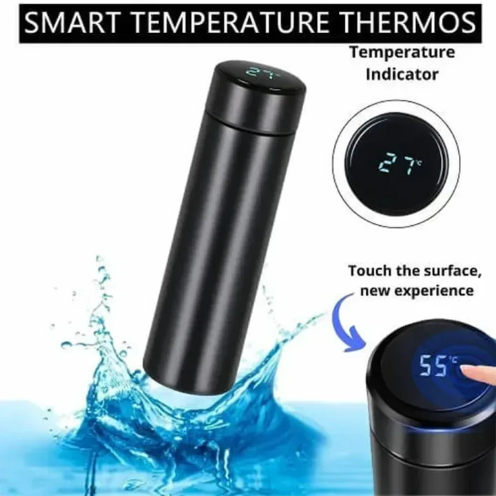Temperature Display Vacuum Insulated Water Bottle Thermos - Pink