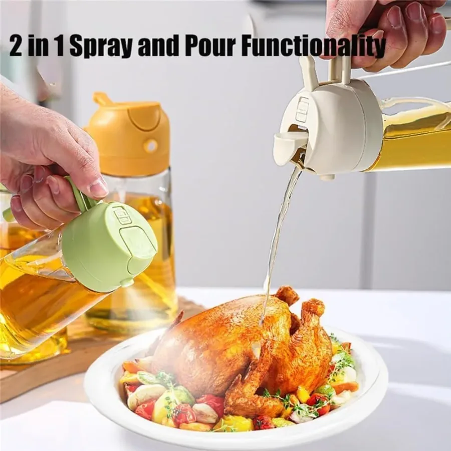 2 in 1 Olive Oil Dispenser and Oil Sprayer for Cooking - Green β photo 2