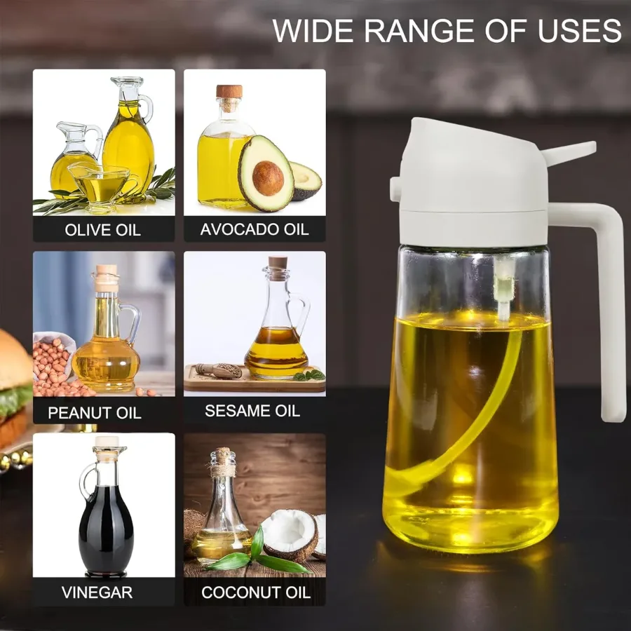 2 in 1 Olive Oil Dispenser and Oil Sprayer for Cooking - Green — photo 5