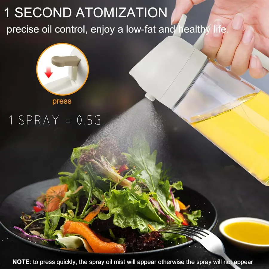 2 in 1 Olive Oil Dispenser and Oil Sprayer for Cooking - Black — photo 3