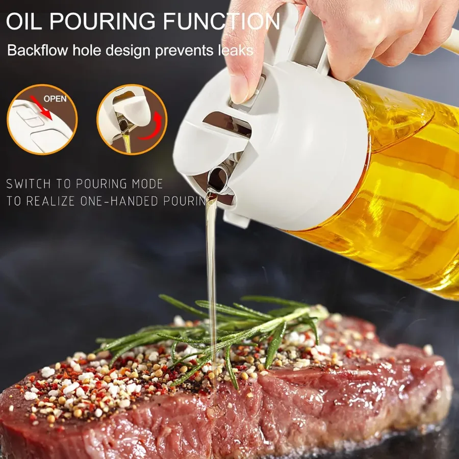 2 in 1 Olive Oil Dispenser and Oil Sprayer for Cooking - Black — photo 4