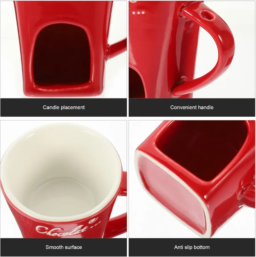 Chocolate Melting Cup with Fork, perfect for melting chocolate and cheese - White — photo 4