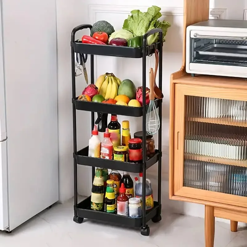 Kitchen Storage Cart 4 layer movable - White