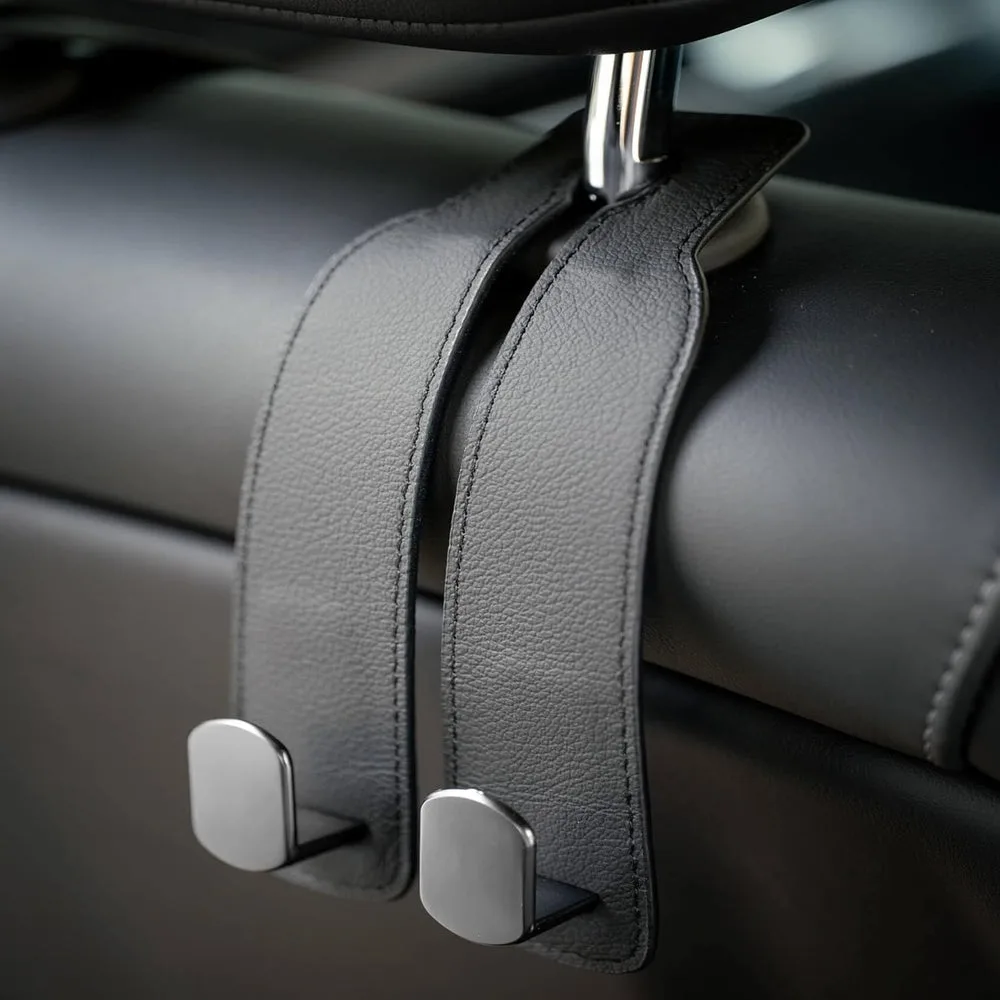 Leather Car Seat Hooks - Grey β photo 5