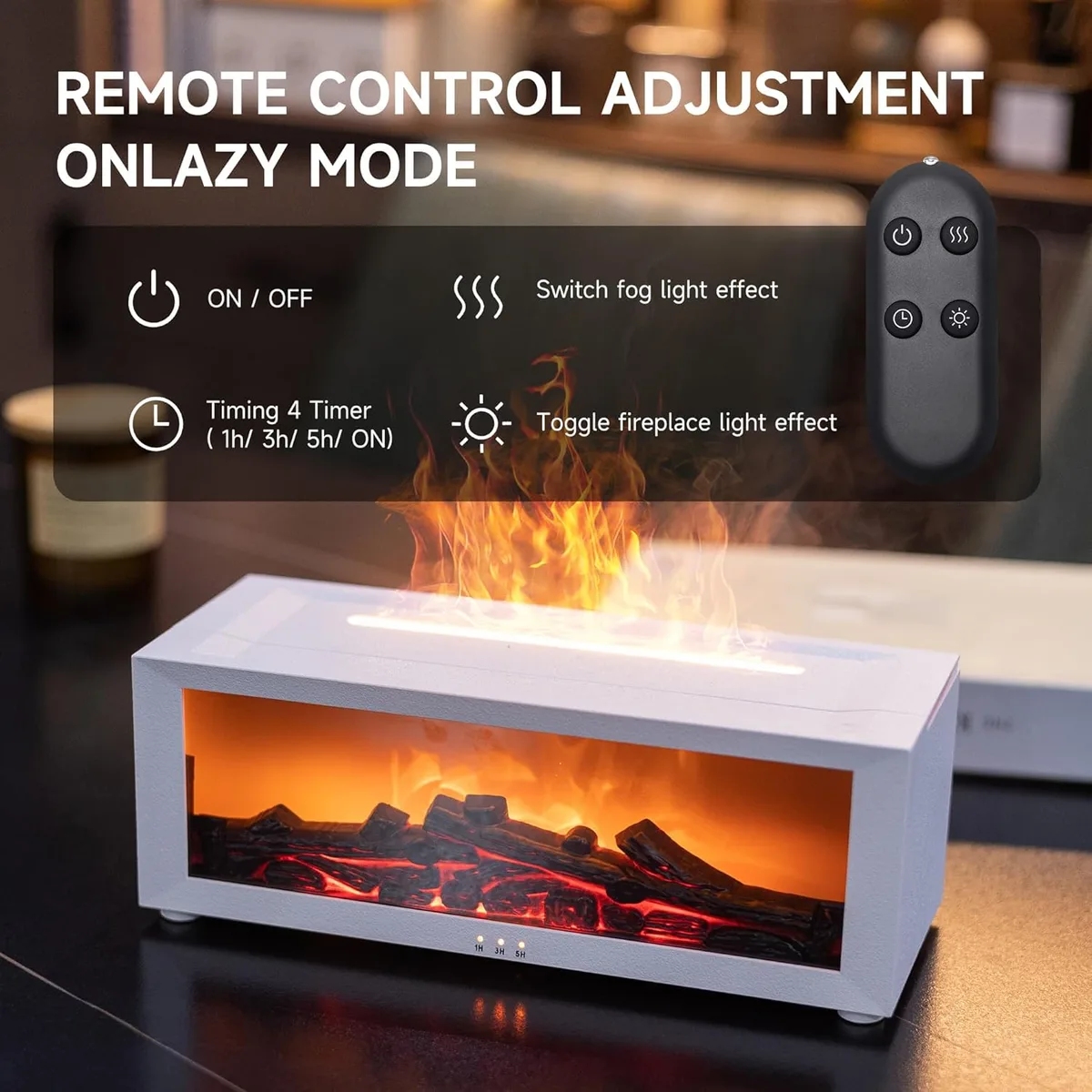 Flame Fire place Diffuser, Vintage Fireplace Aromatherapy Diffuser Humidifier - Black — photo 4