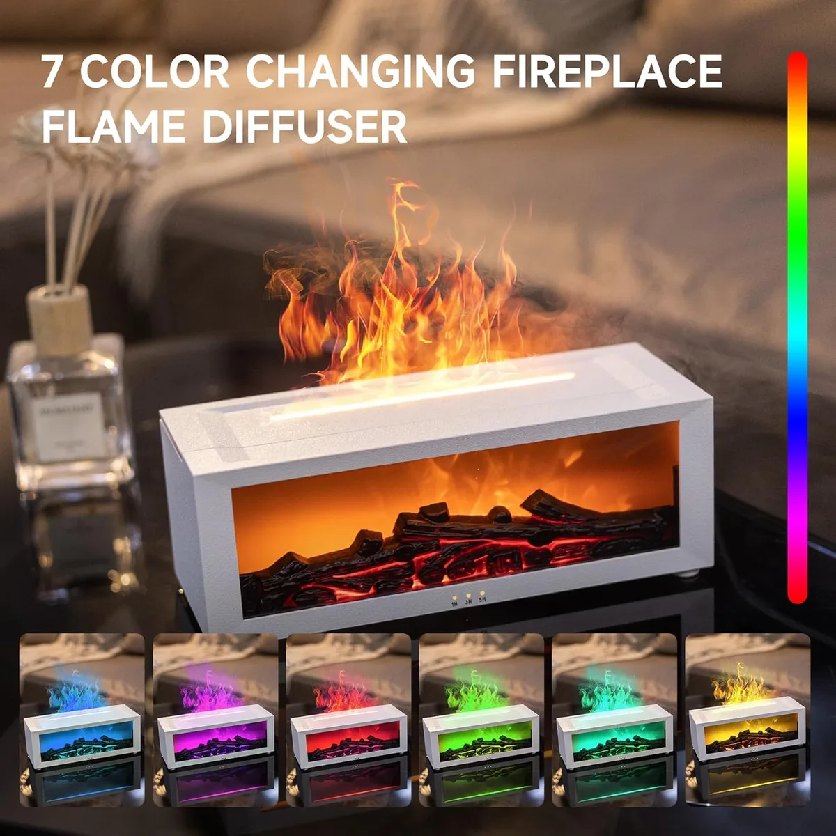 Flame Fire place Diffuser, Vintage Fireplace Aromatherapy Diffuser Humidifier - Black — photo 6