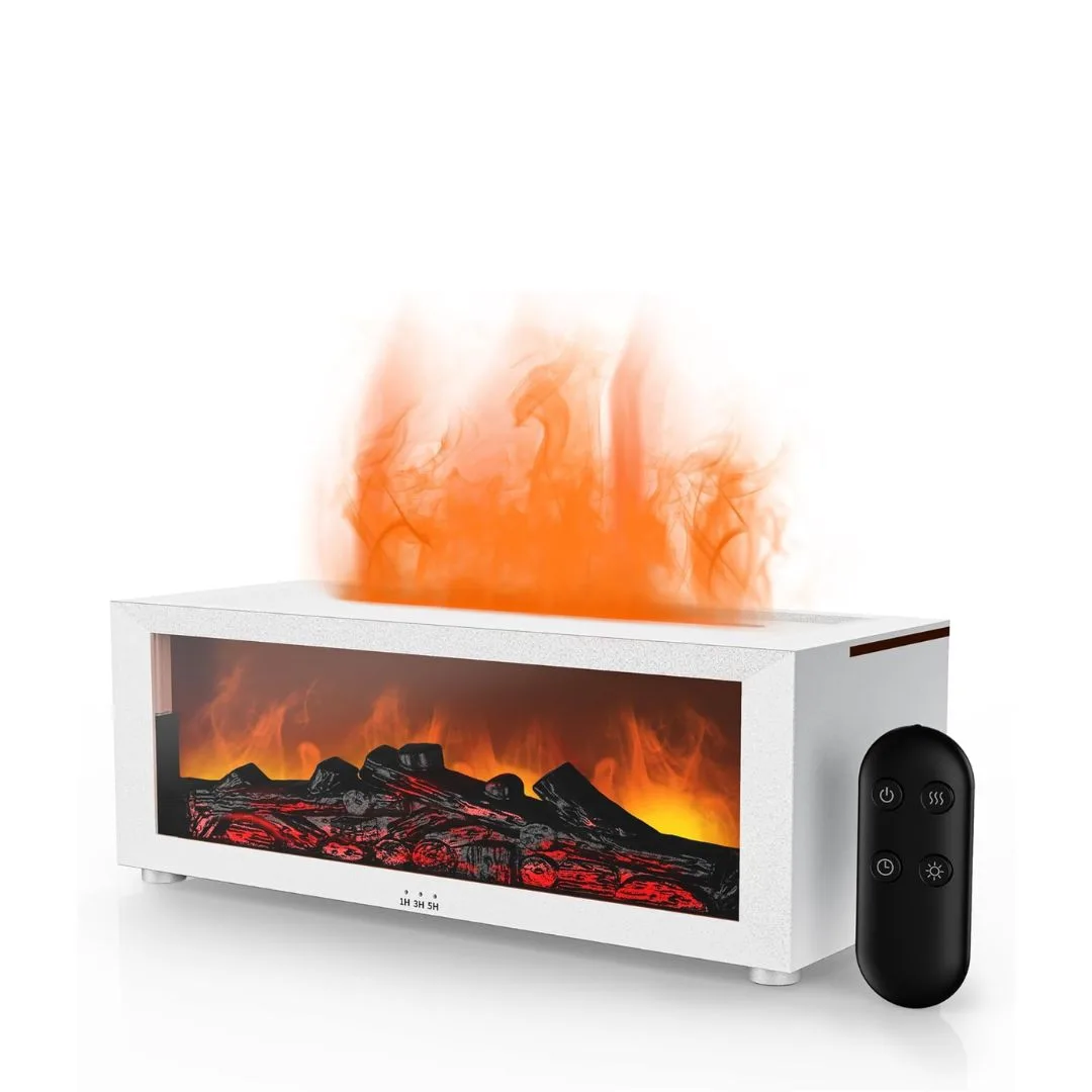 Flame Fire place Diffuser, Vintage Fireplace Aromatherapy Diffuser Humidifier - Black
