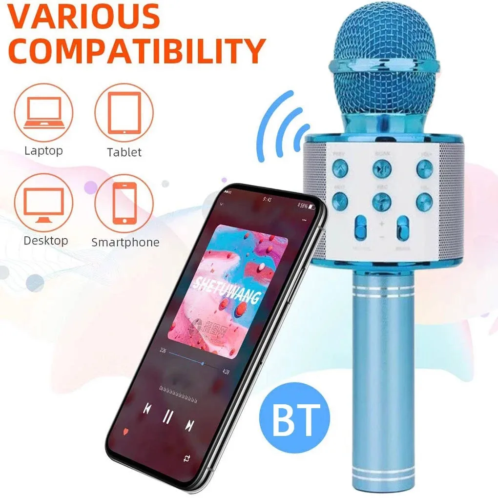 WS858 Wireless Bluetooth Karaoke Microphone - Blue — photo 2
