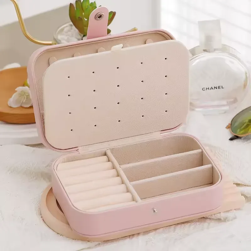 Portable PU Leather Jewelry Case Organizer Storage Display Holder LD-1013 - White — photo 2