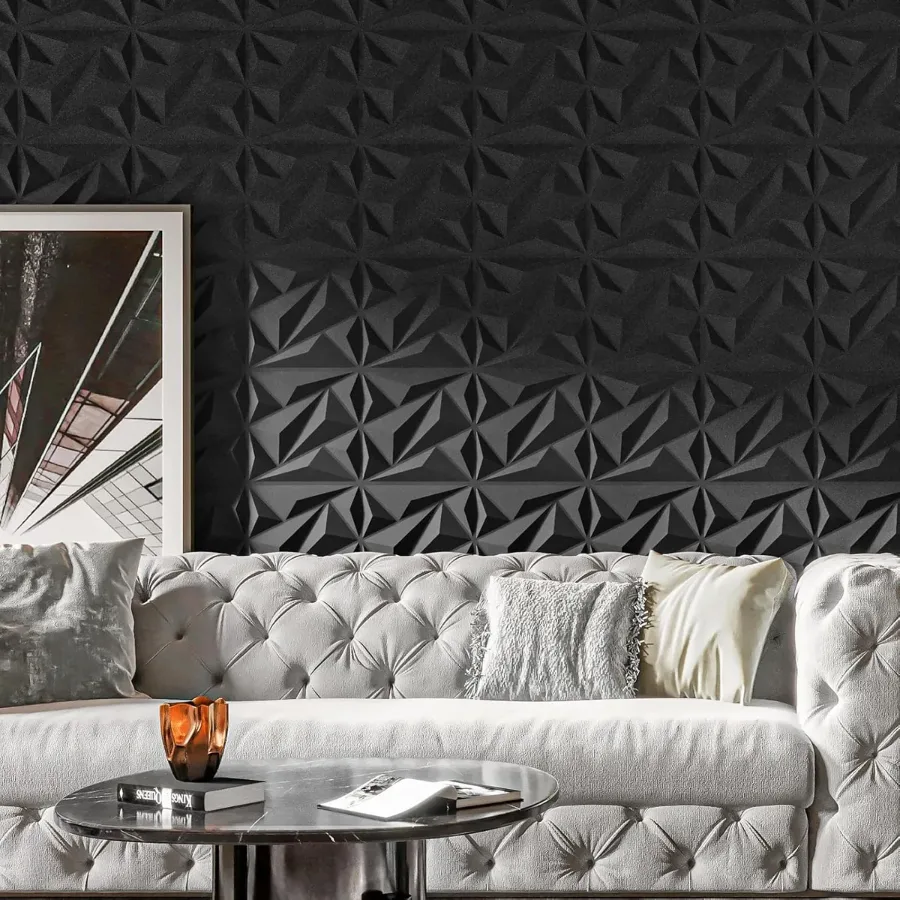PVC 3D Black Or White Diamond Wall Panels - White β photo 5