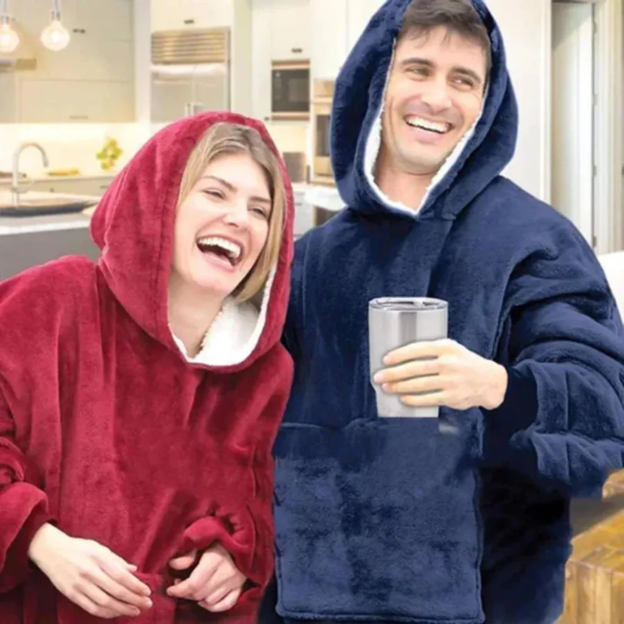 Ultra Plush Blanket Hoodie, Huggle Hoodie, Free Size Fits All - Dark Blue