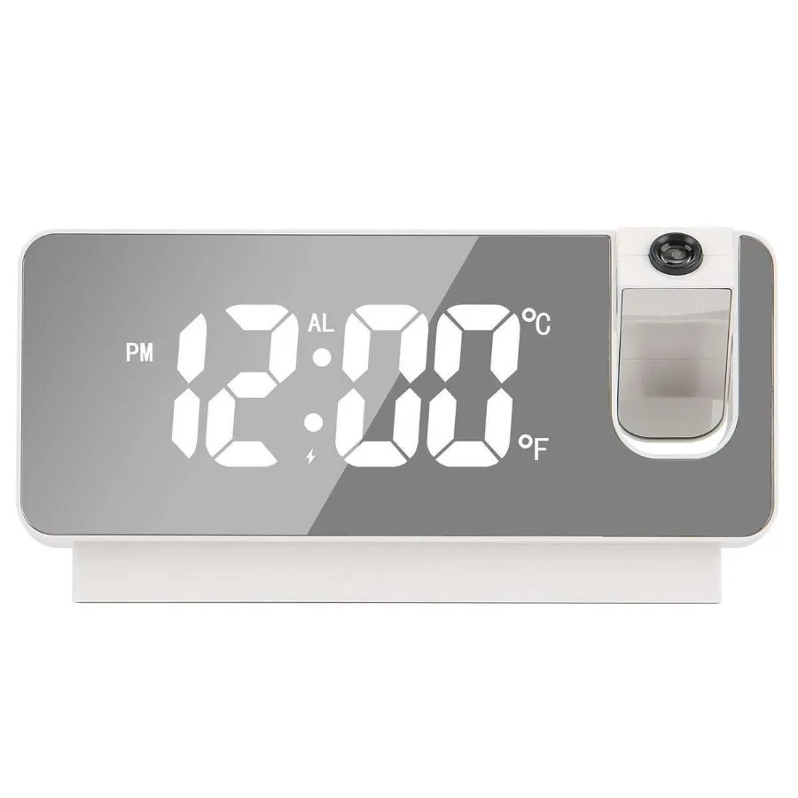LED Digital Projector Projection Snooze Dual Alarm Clock Timer - White - Black and White — photo 5
