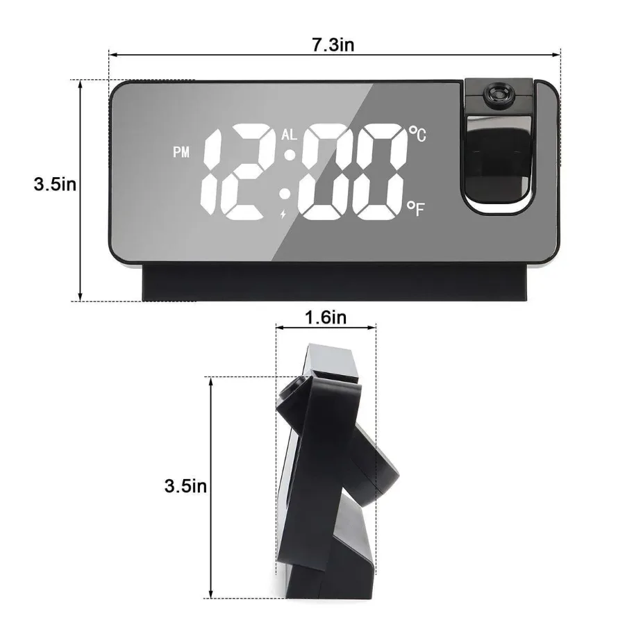 LED Digital Projector Projection Snooze Dual Alarm Clock Timer - White - Black and White — photo 8