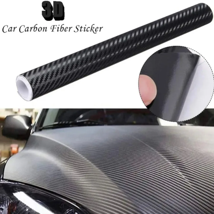 3D Carbon Fiber Car Sticker Waterproof Car Loading Edge - Door Sill - Paint Protection Film (L200 x W25)cm - Red β photo 2
