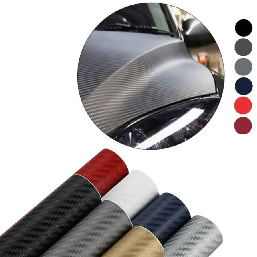 3D Carbon Fiber Car Sticker Waterproof Car Loading Edge - Door Sill - Paint Protection Film (L200 x W25)cm - Red