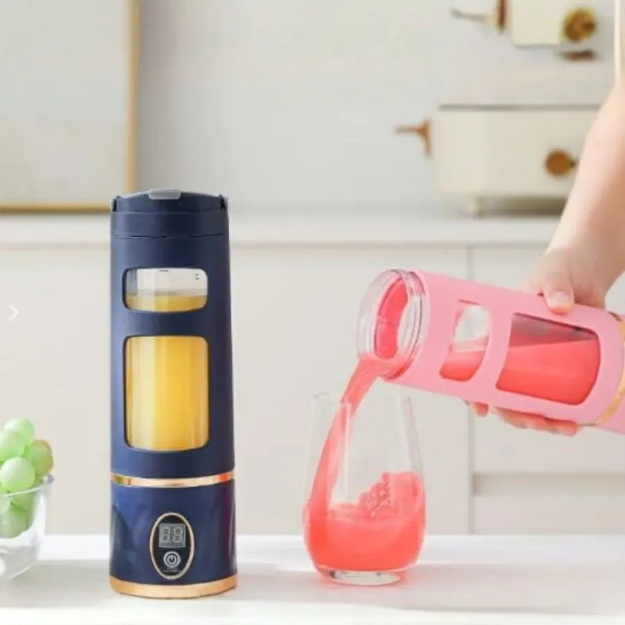 Portable Blender with Digital Display, Smoothie Juicer Cup - Dark Blue — photo 3