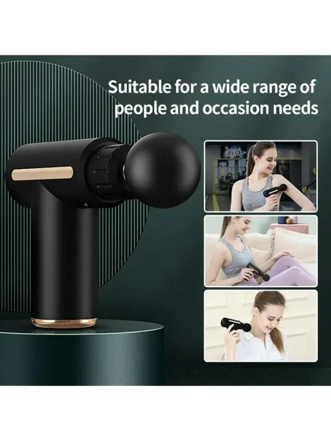 Rechargeable Mini Muscle Massage Gun With 6 Gears And 4 Massage Heads - Green β photo 2