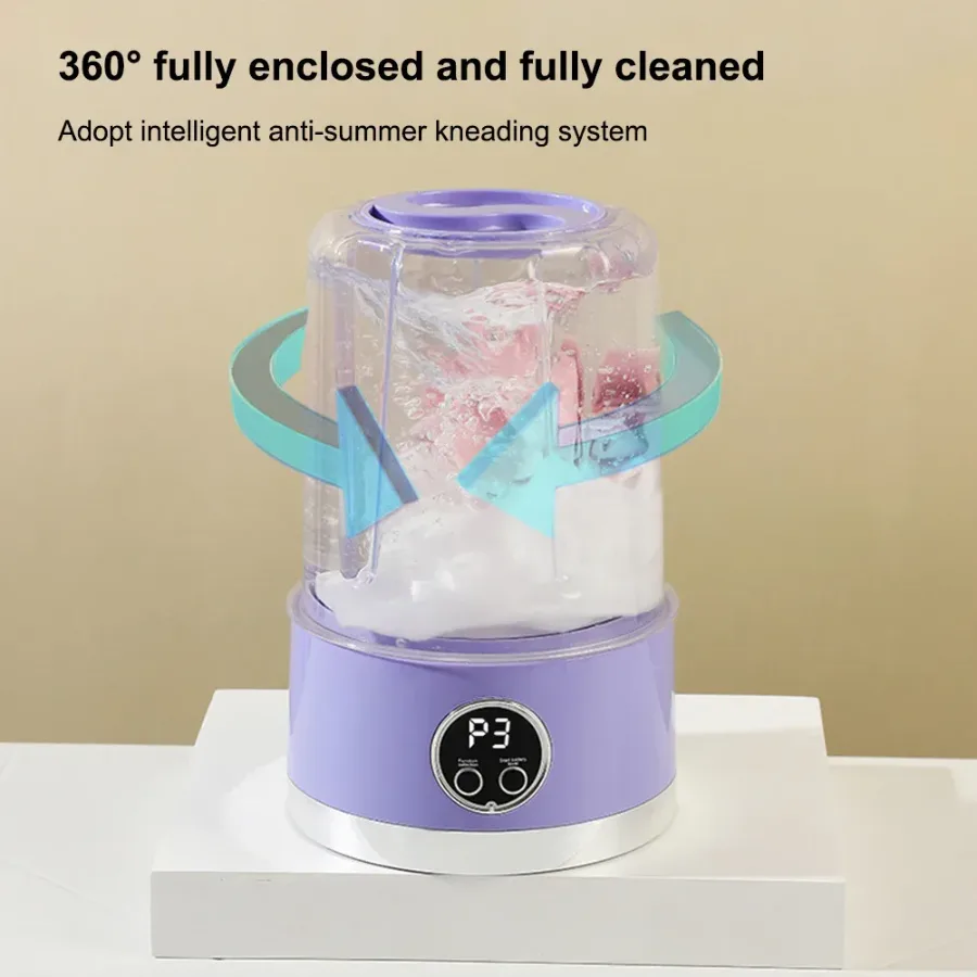 1L Small Washing Machine Rechargeable Washer - Purple β photo 3