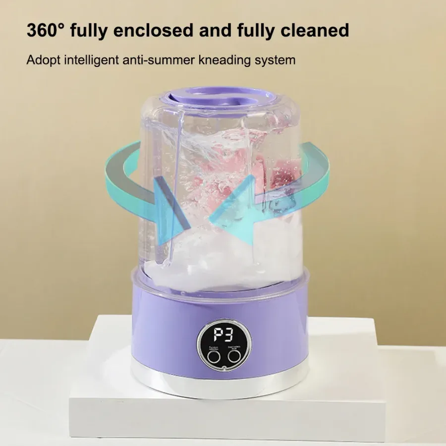 1L Small Washing Machine Rechargeable Washer - White β photo 3