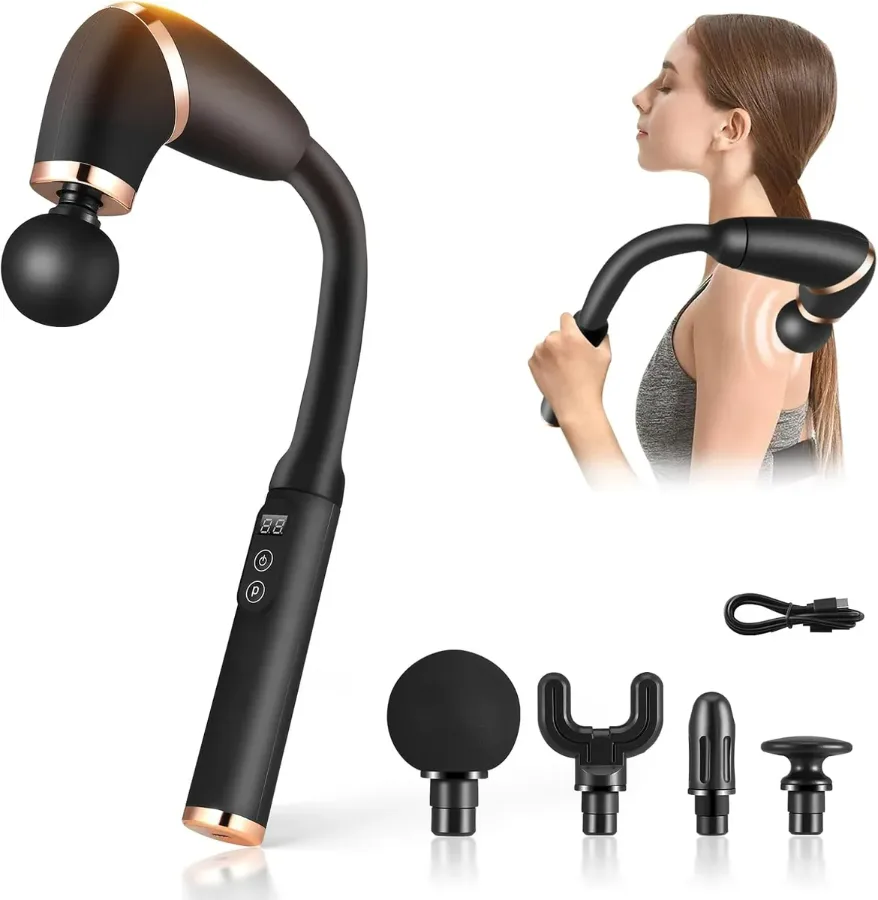 Deep Tissue Massage Gun with Upgraded Extension Handle - Grey