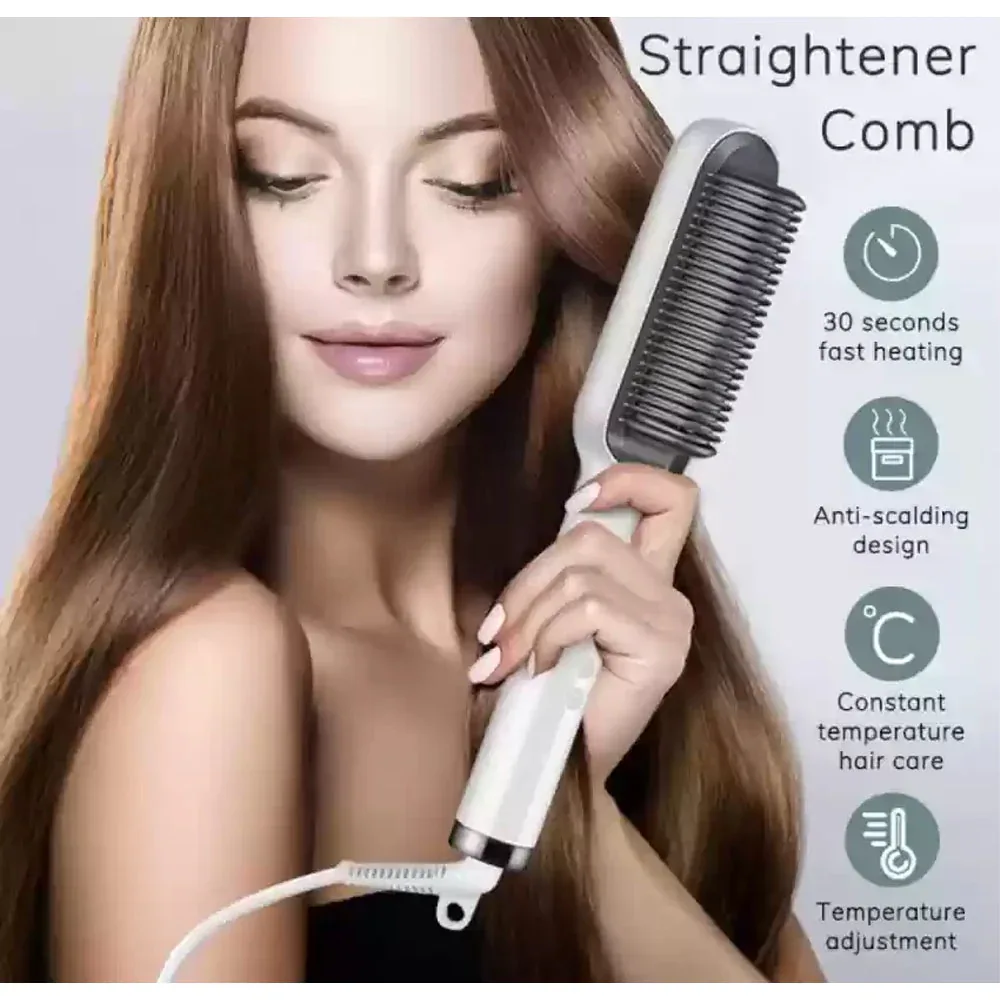 Hair Straightener comb for women & men - White